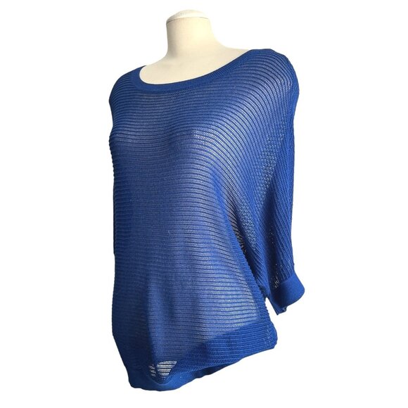 Apt9 Open Sparkly Knit Short Sleeve Round Neck Sweater Blouse Sz XL Womens Blue - Picture 6 of 10